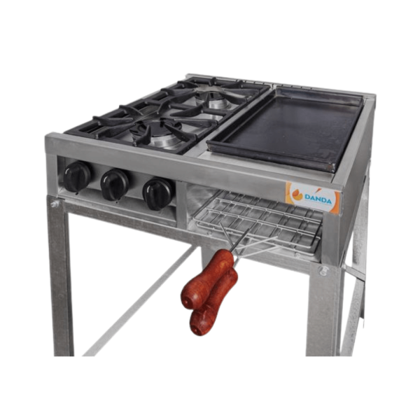 Anafe Multiple DANDA 2 Hornallas y plancha con base 510A - Imagen 4
