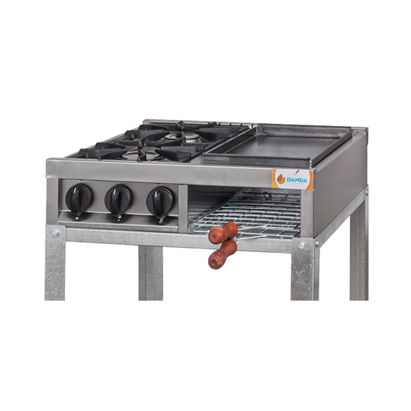 Anafe Multiple DANDA 2 Hornallas y plancha con base 510A - Imagen 3