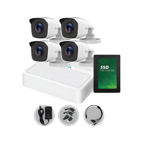 Kit 4 camaras de seguridad HILOOK  con dvr 8ch 4 camaras 2mp 1080p con instalacion