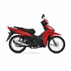 Motocicleta Honda Wave 110 Base con casco color rojo