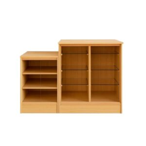 Vitrina mostrador madera con bajada y caramelera CUBO 1,40 m