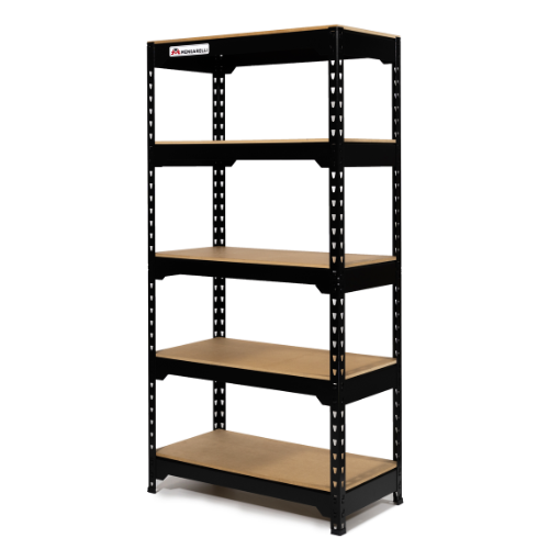 Estanteria rapi rack liviano MENGARELLI 910910 con 5 estantes de madera negro