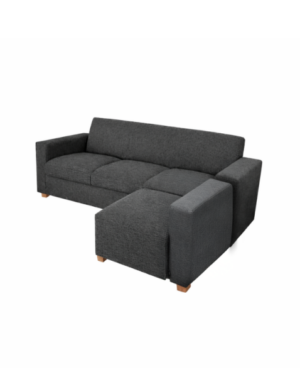 Sofá 3 Cuerpos Camastro Respaldar Chenille Gris Oscuro