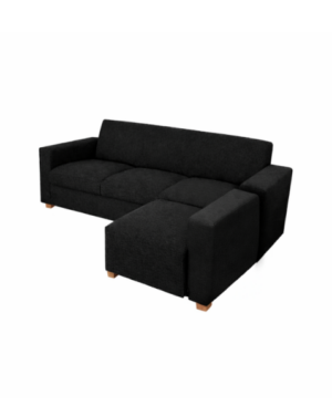 Sofá 3 Cuerpos Camastro Respaldar Chenille Negro
