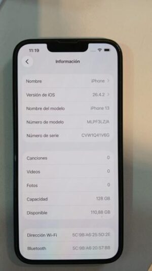 Celular Apple iPhone 13 128 GB 6 GB RAM pantalla 6.1" Negro 95% de bateria / Usado seleccionado