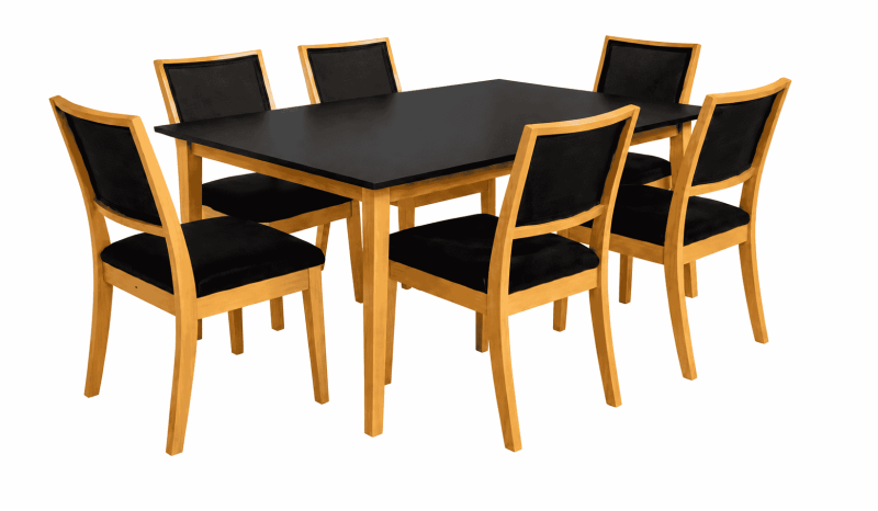 Juego de Comedor Grecia Mesa 160 cm con 6 Sillas Negro Otaño