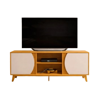 Rack para TV DJ Móveis Domo 1360 Cedro Bali con 2 Puertas Corredizas SIN INSTALACION Otaño