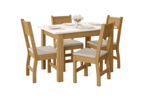 Juego de Comedor Savana Mesa Carvalho Off White con 4 Sillas Otaño
