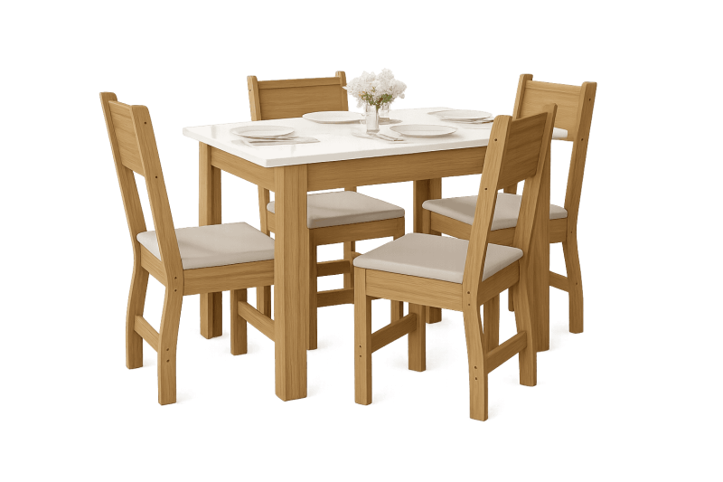 Juego de Comedor Savana Mesa Carvalho Off White con 4 Sillas Otaño