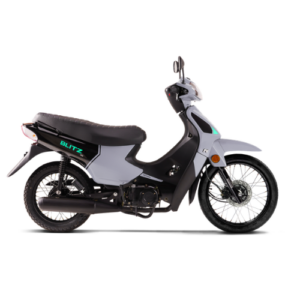 Motocicleta MOTOMEL Blitz One 110 color gris con casco