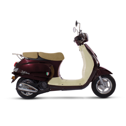 Motocicleta MOTOMEL Strato Euro 150 CBS Marron con casco
