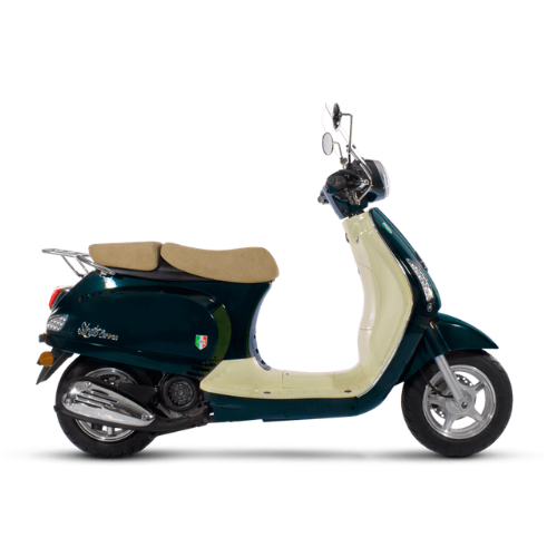 Motocicleta MOTOMEL Strato Euro 150 CBS Verde con casco
