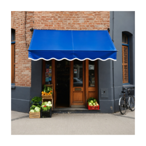 Toldo rebatible 3 m x 1.5 m azul con instalación