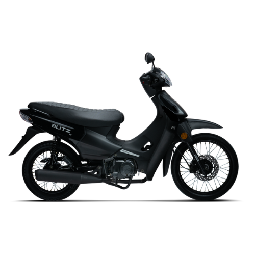 Motocicleta MOTOMEL Blitz One 110 color negra con casco