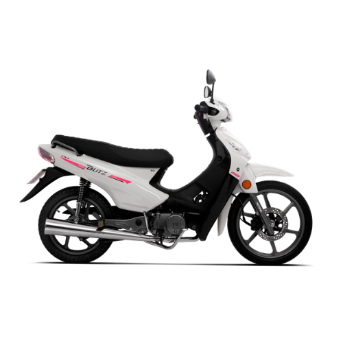 Motocicleta MOTOMEL Blitz Plus 110 CBS Blanca con casco