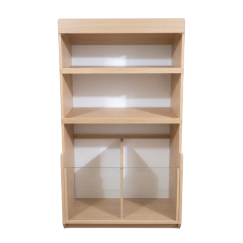 Panera CUBO 2 estantes 2 cubículos vidriados Color Roble Americano