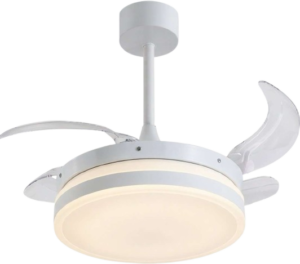 Ventilador de techo Kacemaster LED Motor DC 30 W Aspas retráctiles Blanco