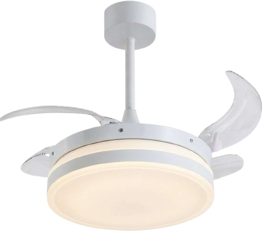 Ventilador de techo Kacemaster LED Motor DC 30 W Aspas retráctiles Blanco